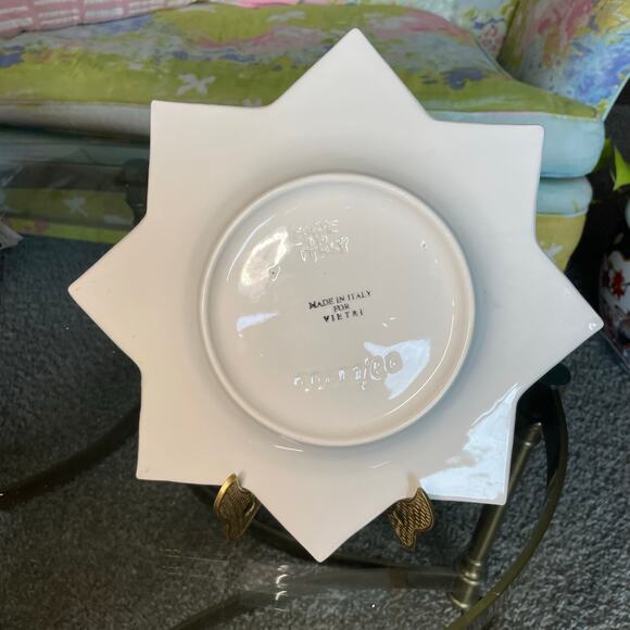 Vietri (Italy)Green Gold Star Accent Dessert Plate - Picture 6 of 16